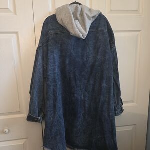 Denim Jacket with Gray Hood